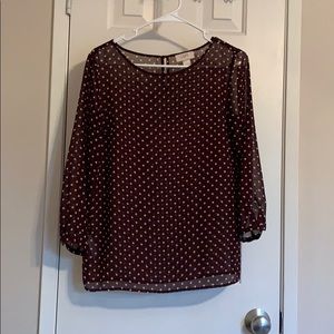Blouse-Brown with white polka dots